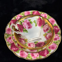 Thumbnail for Pink Royal Albert Old English Rose Trio x2 & Serving Plate Bone China England4