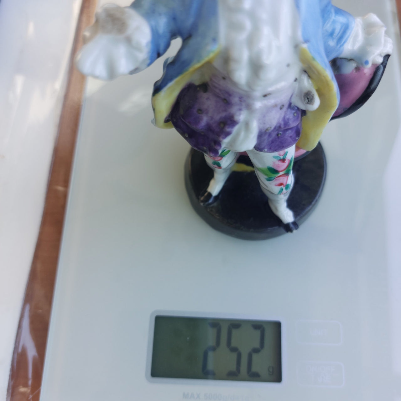 Antique Rare Porcelain Figurine Man in Floral Pants, Marked, see the pics Blue9