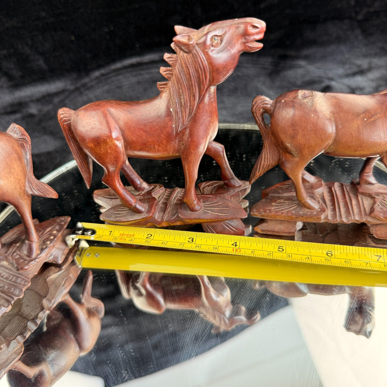 Set of 3 Vintage HandCarved Wooden Horses – Rustic Folk Art Figurines10