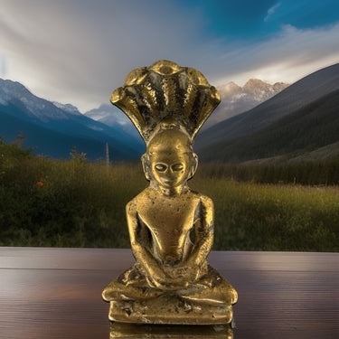 Jain Bronze Statue – Naga Parshvanatha Jain Tirthankara 3” Serpent Hood Idol0