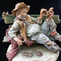 Thumbnail for Original Merli Bruno Figurine Capodimonte Italy old Man on Bench with Squirrel4