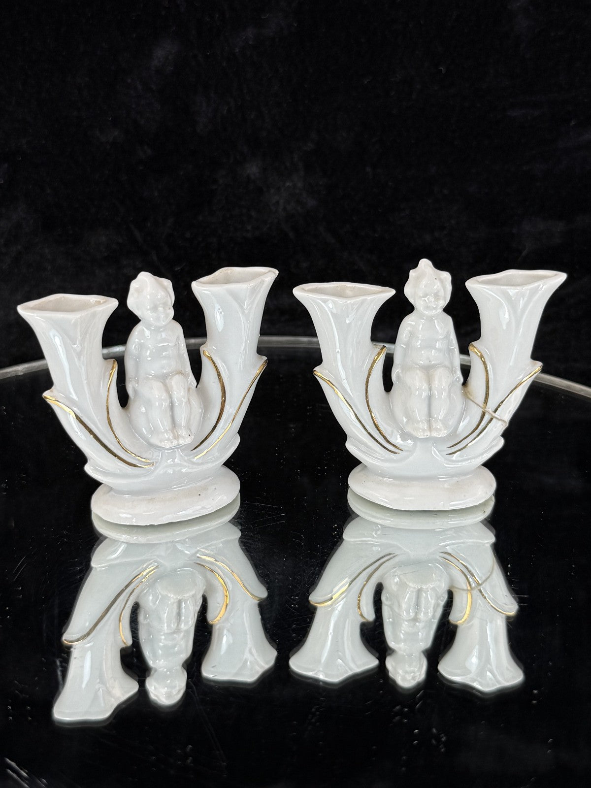 Vintage Mid-Century Figurine Porcelain Set - Dancer with Two Candle Holders15