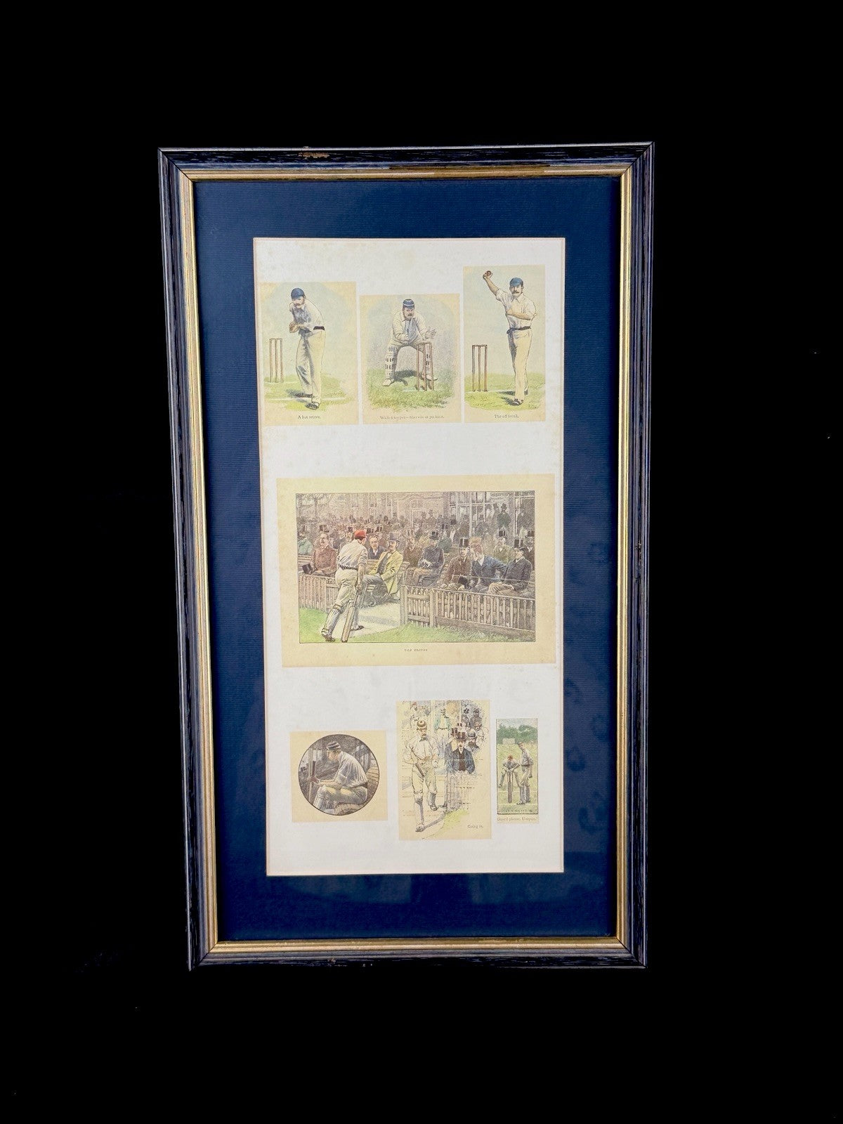 Lucien Davis The Critics Cricket Print Framed 19thC Humour & Technique Scenes0