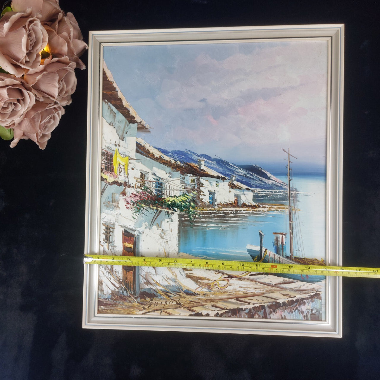 Mediterranean Scene Coastal Oil Painting – Signed Framed Artwork United Kingdom9