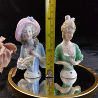Thumbnail for Germany Half Porcelain Doll Pair Lady Figurines Hand Painted 4.2 in 1006 Vintage2