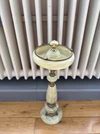 Thumbnail for Art Deco Green Onyx Marble Brass Pedestal Ashtray Stand Tobacciana home decor22