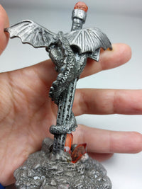 Thumbnail for Gothic Dragon  Figurine with Gem Sword - Heavy Metallic Collectible RARE Fantasy8