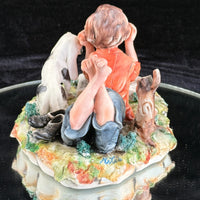 Thumbnail for Italian Capodimonte Figurine Boy Reading with Dog and Shoes bookshelf gift decor16
