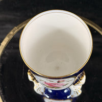 Thumbnail for Royal Worcester Tripod Vase Blue Cobalt Pink Rose Hand Painted Gilt Antique Styl9