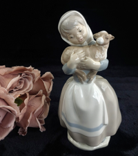 Thumbnail for Nao by Lladro Girl Figurine Spain Holding Lamb Animal Farm bookcase decor Lladró0