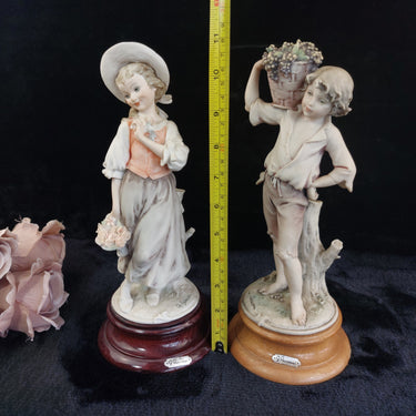 Capodimonte G Armani Boy & Girl Pair Figurines Signed  chipped Grapes   1