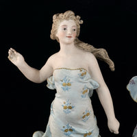 Thumbnail for Augarten Vienna Porcelain Ladies Musician Figurines Lyre Pair Austria Antique se13