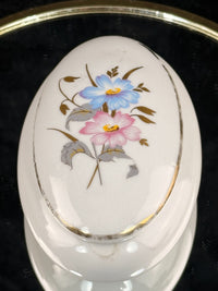Thumbnail for Pâte MPA de Limoges France Oval Trinket Box Jewelry Casket Floral Gold Trim see7