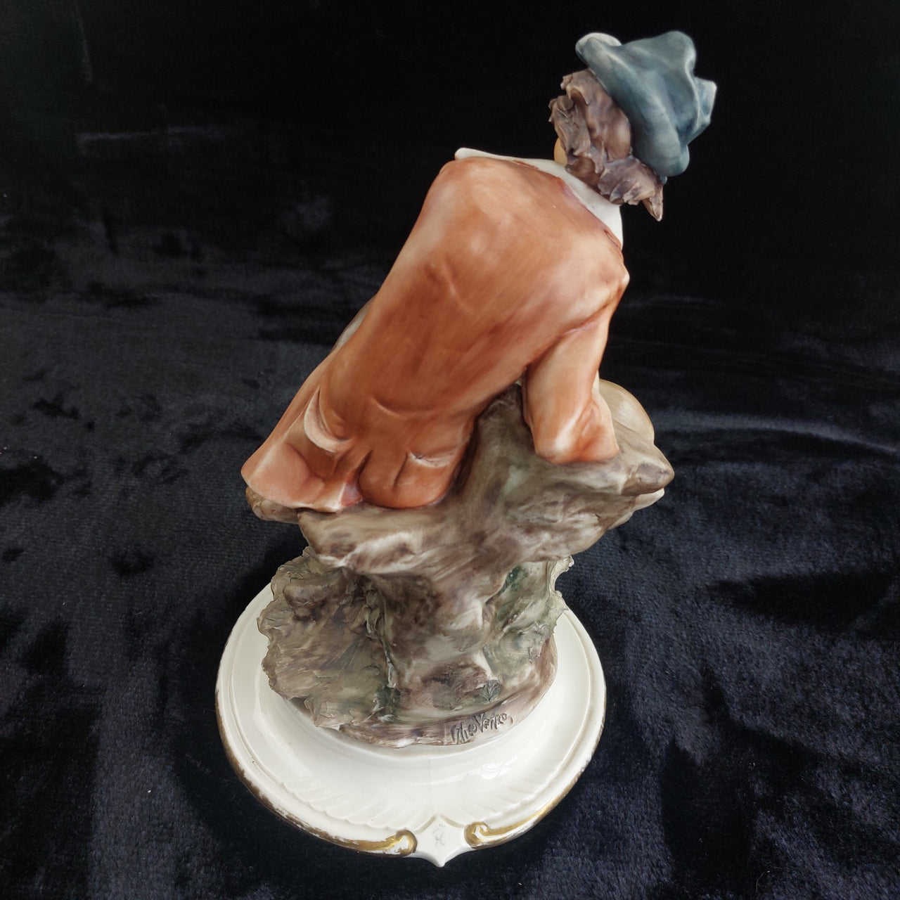 Capodimonte Style Boy &dog Figurine with Dog & Fruit Basket 11" Porcelain Large3