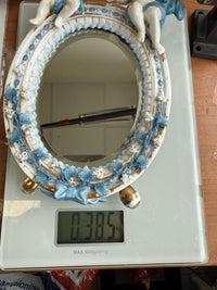 Thumbnail for French Antique Style Porcelain Mirror with Cherub Figurines repaired leg Gilt11