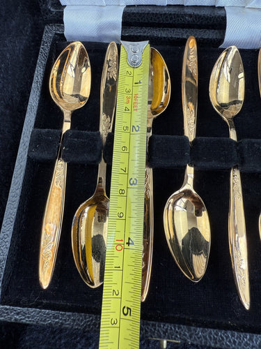Exquisite Vintage Gold Plated Spoon Set of 6 with Ornate Floral Design1