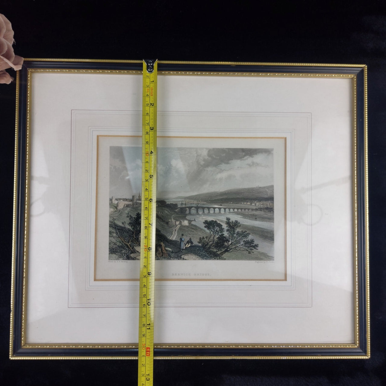 19th Century Steel Engraving by J.D. Harding & W. Finden Berwick Bridge Framed3