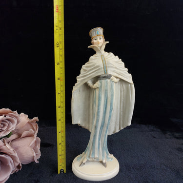 Leonardo Collection Elegant Lady Figurine – Good 28 cm Gilded Blue Striped Cape.1