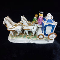 Thumbnail for Porcelain horse- marriage proposal scene 70s Drawn Carriage Vintage Music Box.8