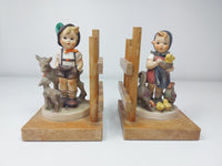 Thumbnail for Goebel Hummel HUM 250 A&B Bookends Goat Herder & Feeding Time 1960s Figurine dec2