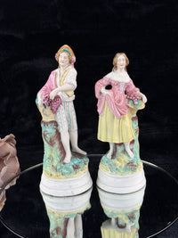 Thumbnail for Victorian 19th c Antique Staffordshire Style Figurines Grapes & Harvester couple2