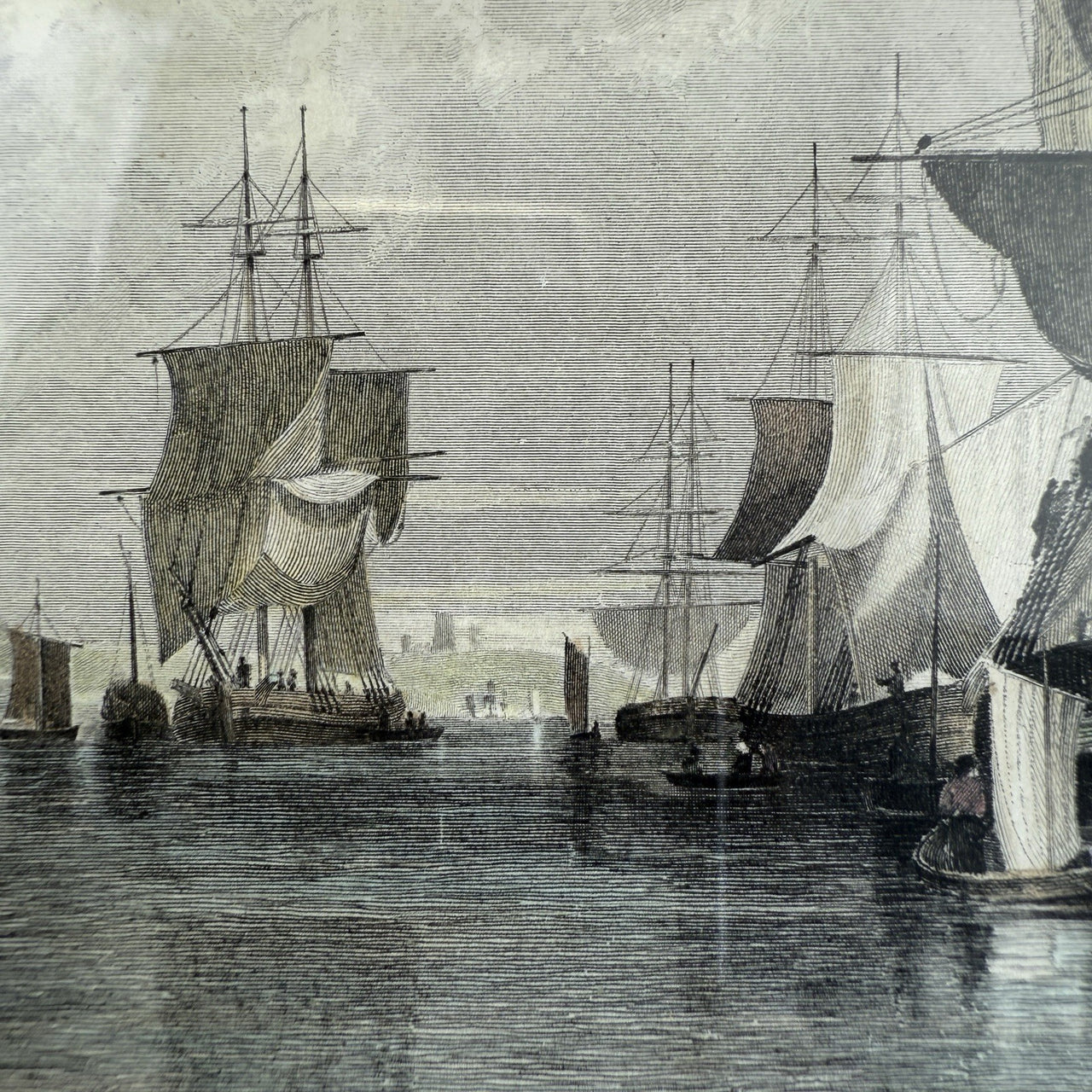Antique Hand-Colored Engraving The Tyne from South Shields Durham by T. Allom3
