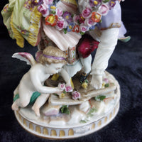 Thumbnail for Antique Dresden Style Porcelain Figurine The Broken Bridge Michel Victor Acier14