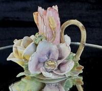 Thumbnail for Capodimonte Style Floral Porcelain Figurine with Handle holder candle chipped2