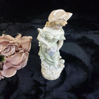 Thumbnail for German 9in Bisque Figurine Girl Watering Can Antique Hand Painted Gilt Accents2