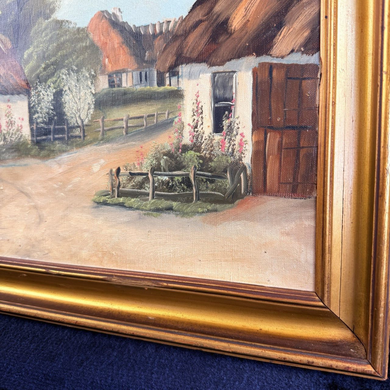 Original Oil Painting on Canvas Signed Y. Holm - Thatched Landscape Cottages18