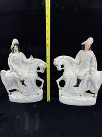 Thumbnail for Antique Porcelain Staffordshire Cavalier- Horse Figurine Pair decor see one head5