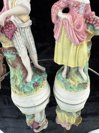 Thumbnail for Victorian 19th c Antique Staffordshire Style Figurines Grapes & Harvester couple11