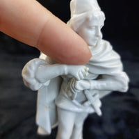 Thumbnail for Antique Porcelain Figurines Pair Woman Man Medieval Style 6in Glazed damaged11