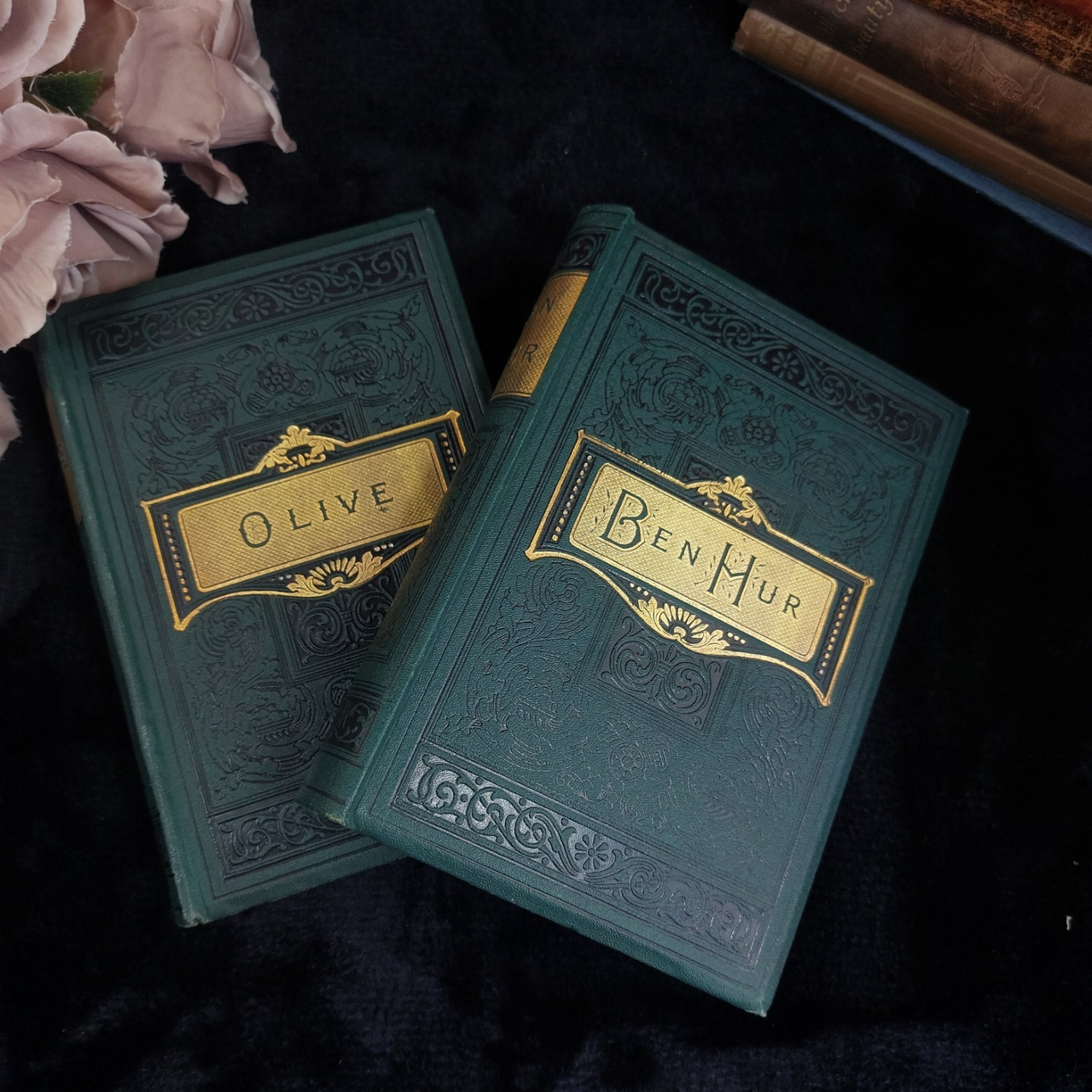 Wallace Ben-Hur & Mulock Olive Gilt Edge Books Antique Book 1903  Good Condition1
