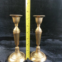 Thumbnail for Brass Made in India Pair Ribbed Candle Holders Vintage Solid Brass Candlest 7.5