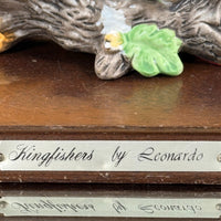 Thumbnail for Leonardo Kingfishers Figurine on Base Wood Bird Sculpture- Damaged flower Resin12