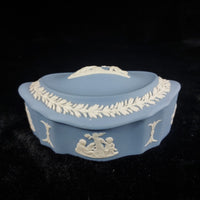 Thumbnail for Wedgwood Jasperware  Blue Oval   Elegant Vintage Collectible Trinket Box 11