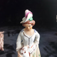 Thumbnail for Staffordshire Figurine Dog Lady Yellow Skirt stamp England repaired head 7.5