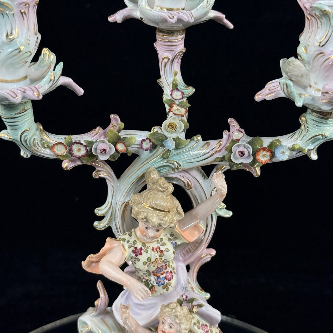 Antique Dresden Meissen Style Sitzendorf Porcelain Candelabra 19th Century Decor11