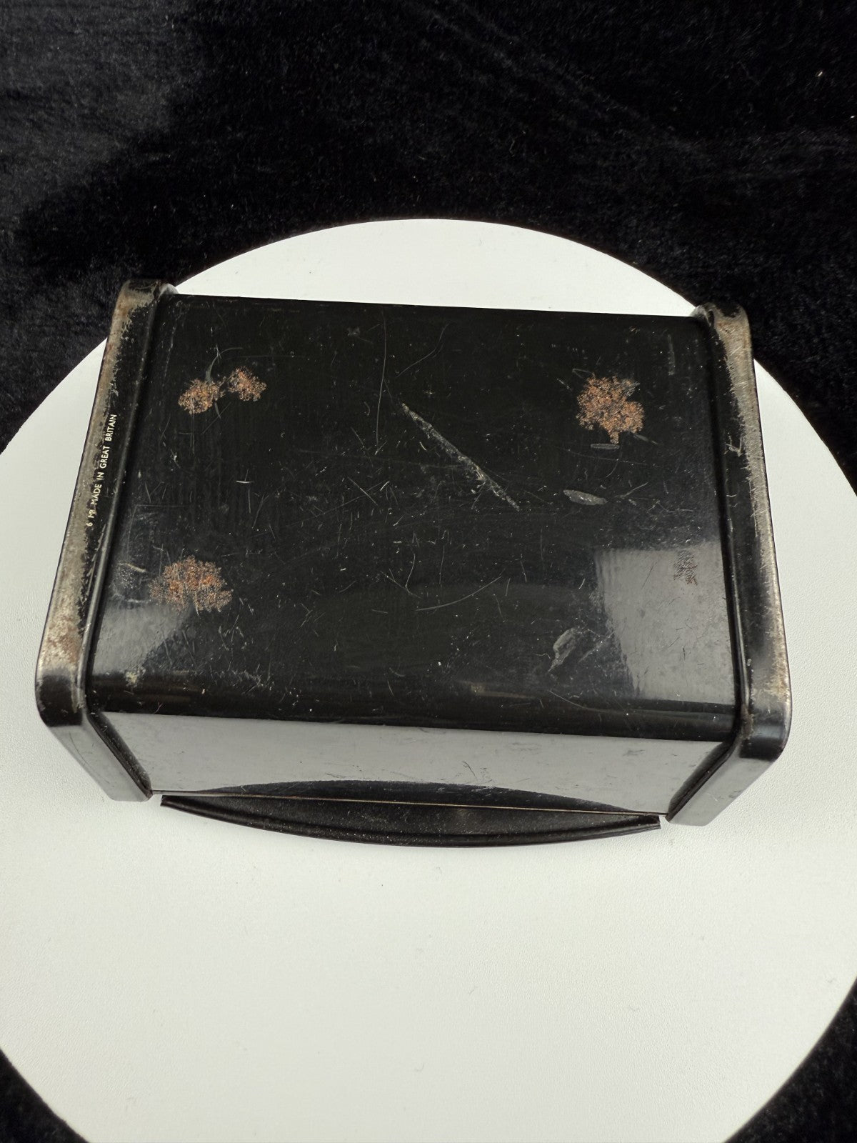 Vintage Quality Japanese Style Black Lacquer Trinket Box with FoldUp Lid, Hand6