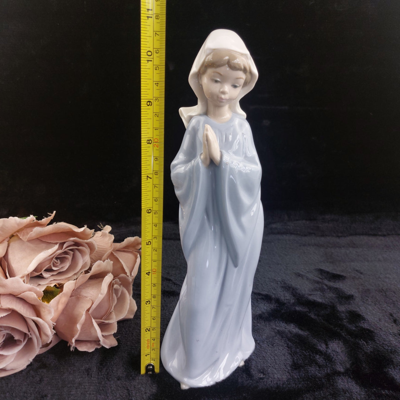 NAO by Lladro 1980 Girl Praying Figurine 10.5" Blue Gown Porcelain decor1