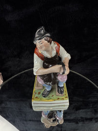 Thumbnail for Antique 19th c Staffordshire Porcelain Figurine - Hand-Painted Cobbler Victorian2