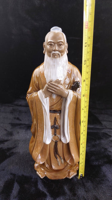 Chinese Porcelain Confucius Figure Good Glazed  1291g Statue Brown White Rob 30c1