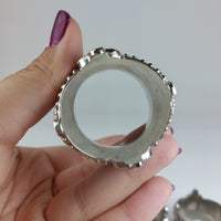 Thumbnail for Nickel & Diamond Black Wallace Silversmiths silver Napkin Rings 1Male & 1 Femal10