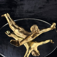 Thumbnail for Gold Brass Wall Hanger Man Figure Sculpture Heavy 719g Keyhole Mount 8” Brutalis0