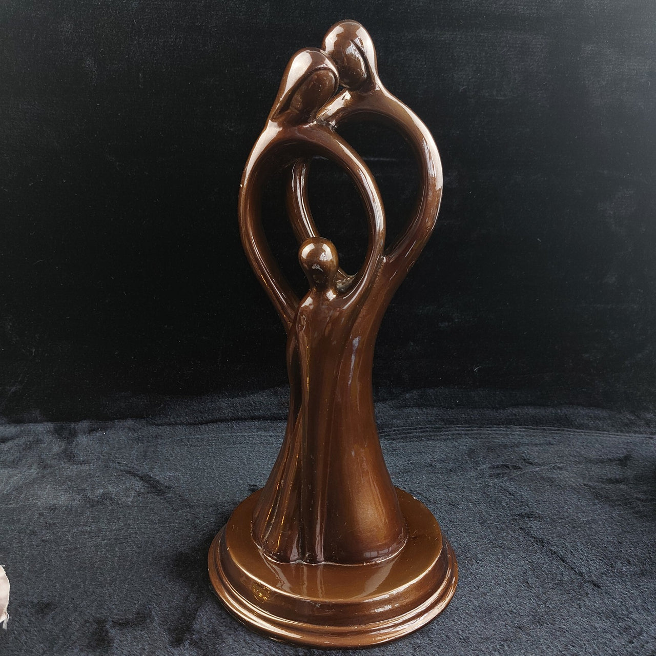 Abstract Family Sculpture Bronze Look Resin Art Figurine Worn Base 28cm China3