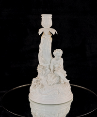 Thumbnail for Antique German Volkstedt Porcelain Cherub Candlestick 10
