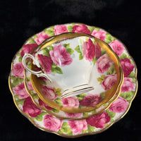 Thumbnail for Pink Royal Albert Old English Rose Trio x2 & Serving Plate Bone China England13