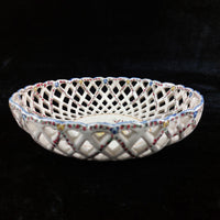 Thumbnail for Mid-Century Italian Ceramic Lattice Bowl Floral Hand-Painted Design, gift plate.2