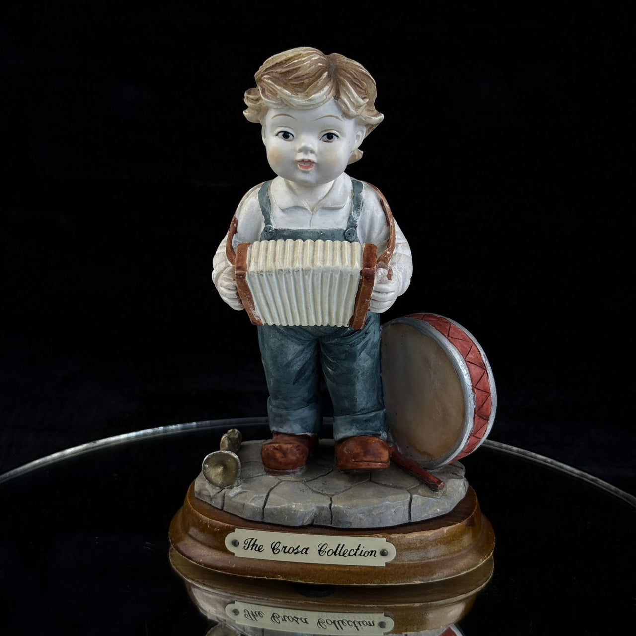Crosa Collection Playing Figurine Accordion Drum 7" Signed xmas gift decor Boy.2